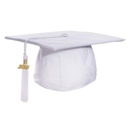 Happy Graduates Kids Graduation Cap and Tassel Set, White Matte Preschool and Kindergarten with 2025 Charm Perfect for Graduation, Ceremonies, and Celebrations