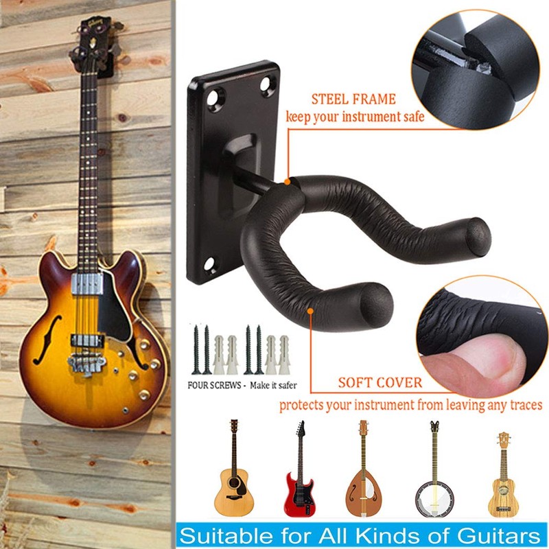 Guitar Wall Mount Hanger,Guitar Hangers,Guitar Wall Hook Black hooks Metal