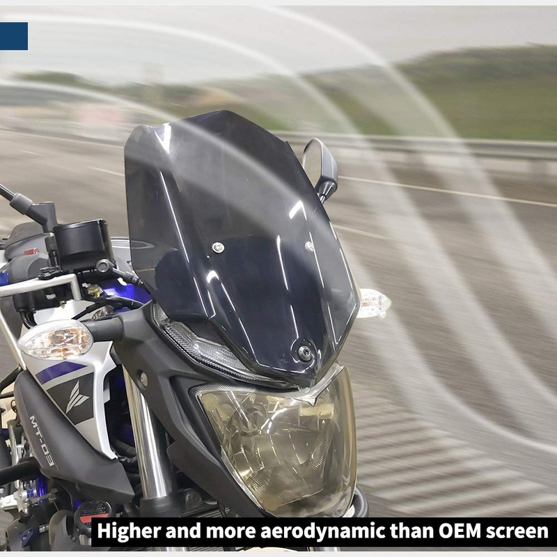 Lorababer Motorcycle Windshield Windscreen Shield Screen with Mounting Bracket Compatible