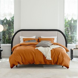 Talasily Linen Duvet Cover California King - Linen and Cotton Blend Duvet Cover Set, Soft and Cool, Button Closure, 3 Piece Set, 1 Duvet Cover 104x98 & 2 Pillowcases (Caramel, California King)