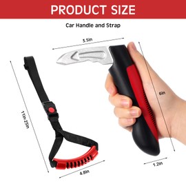 BBTO 4 Pcs Door Handle for Elderly with Assist Support Grip Multifunction Grip Car Door Latch Handle for Seniors and Handicapped(Red)