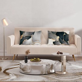 Bonhause Black Marble Cushion Covers 30 x 50 cm Black Grey Gold Abstract Modern Decorative Throw Pillow Covers for Sofa Bed Home Decor Set of 2