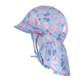 maximo Mini Girl Peaked Cap Neck Protection Tie Band UV 50 Made in Germany, flintstone-pink-butterfly