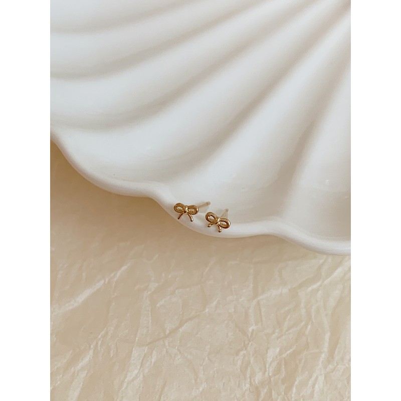 10k bell ribbon earrings ultra mini gold earrings quantity /