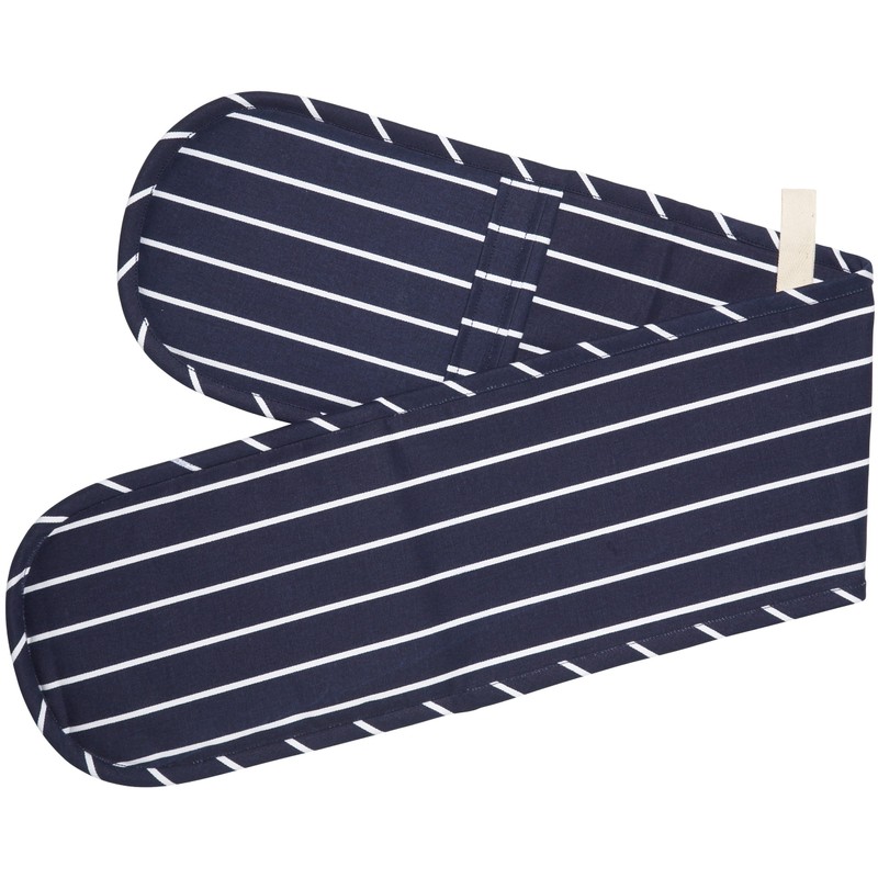 KitchenCraft Double Oven Gloves with 'Butcher's Stripe' Design, Cotton /