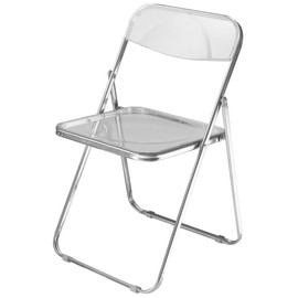 Urban Lifestyle Transparent Acrylic Modern Folding Chair with Chrome Frame, Clear