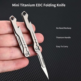 Mini Titanium Handle Folding Utility Scalpel with 10 Pieces 11# Scalpel Blades (Gray)