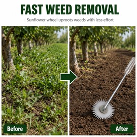 Manual Weed Remover Tool for Lawn Care – Stainless Steel Sunflower Hoe Rake for Gardens, Orchards & Yards
