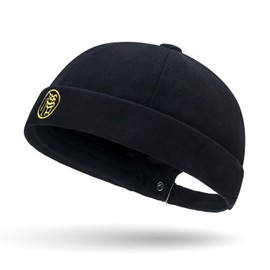 Weuiean UGP-89 Hat, Men's, Women's, Cap, Brimless, Roll Cap, Cotton, Brimless, Retro Cap, Watch Cap, Round Shape, Adjustable,, Black