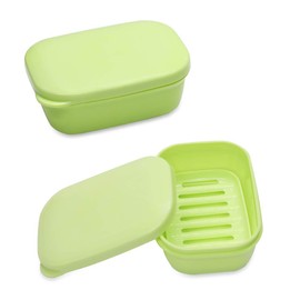TANCANO - Jabonera para jabón, paquete de 2 recipientes de jabón para ducha, bandeja de jabón portátil impermeable para viajes, coche, hogar, exteriores, camping, gimnasio, color verde claro