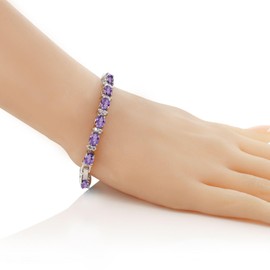 Gem Stone King 20.00 Ct Gorgeous Oval and Round 7 Inch Sparkling Cubic Zirconia CZ Tennis Bracelet For Women