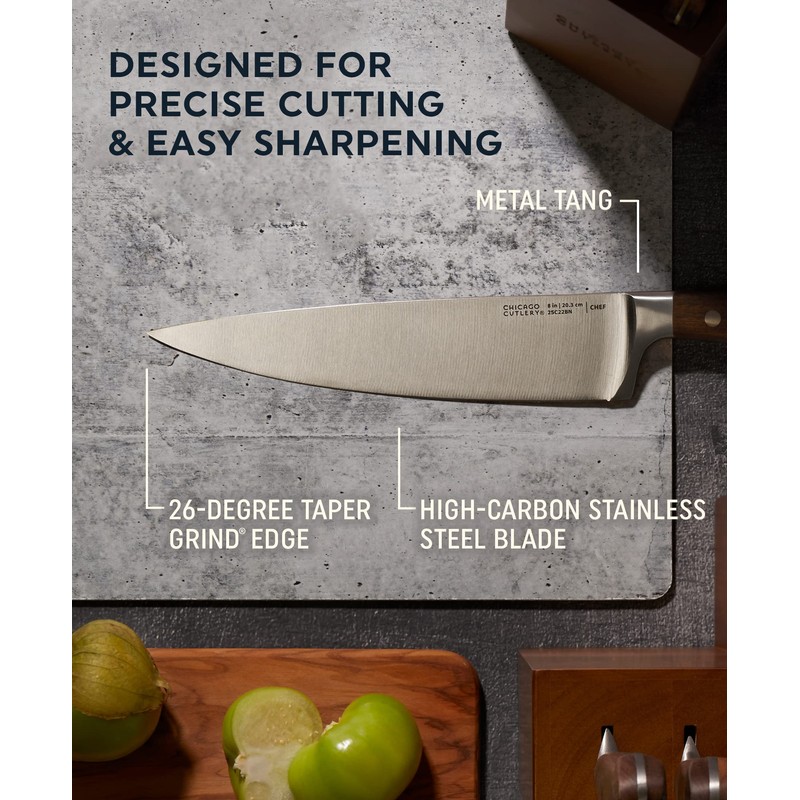 Chicago Cutlery Racine 12-PC Kitchen Knife Wood Block Set, Stainless