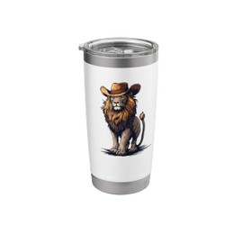 Nice Lion as Cowboy Costume for Lions and Cowboy Hats Fans Stainless Steel Insulated Tumbler