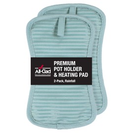 All-Clad Premium Pot Holder & Heating Pad, (2-Pack) Heat Resistant to 500 Degrees, 100% Cotton 10"x6.25" for Kitchen and Barbeque, Rainfall