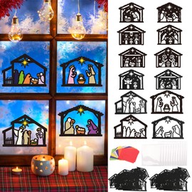 TGFIX Pack of 12 Christmas Jesus Craft Set, Children's Christmas Nativity Scene, Craft Paper, Christmas Nativity Scene, Craft Christmas Decoration, Window Pictures, Creative Set for Boys and Girls,