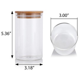 JUVITUS 16 oz Clear Glass Storage Jar with Wooden Bamboo Lid (4 Pack)