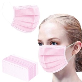 NNPCBT Pink Disposable Face Masks 100 Pack,3-Ply Breathable Mask For Adults,Great For Outdoors,Home, Office, School