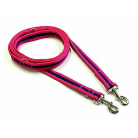 Double Ended Dog Training Lead Police Style Adjustable Leash 8ft (2.4 Metres) Multi-Functional In Air Webbing (Pink/Purple, 20mm Air Webbing)