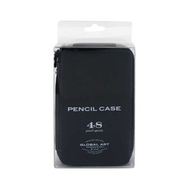 Global : Leather Black Folding Colour Pencil Case Holds 120