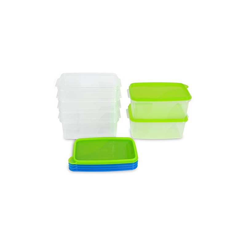 Kigima Frischhaltedose Gefrierbehälter 0,75l Rechteckig 15x10x7 cm 6er Set blau
