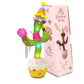 seOSTO Talking Dancing Birthday Cactus Plush Toy, Dancing Cactus Birthday Toy, Electronic Plush Doll Gifts for International Children's Day Gifts, Birthday Gift
