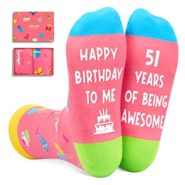 Zmart 51st Birthday Gifts Ideas for Women - Socks for 51 Year Olds, 51st Birthday Gifts for Her Him, Best Gifts for 51 Year Old Woman Man