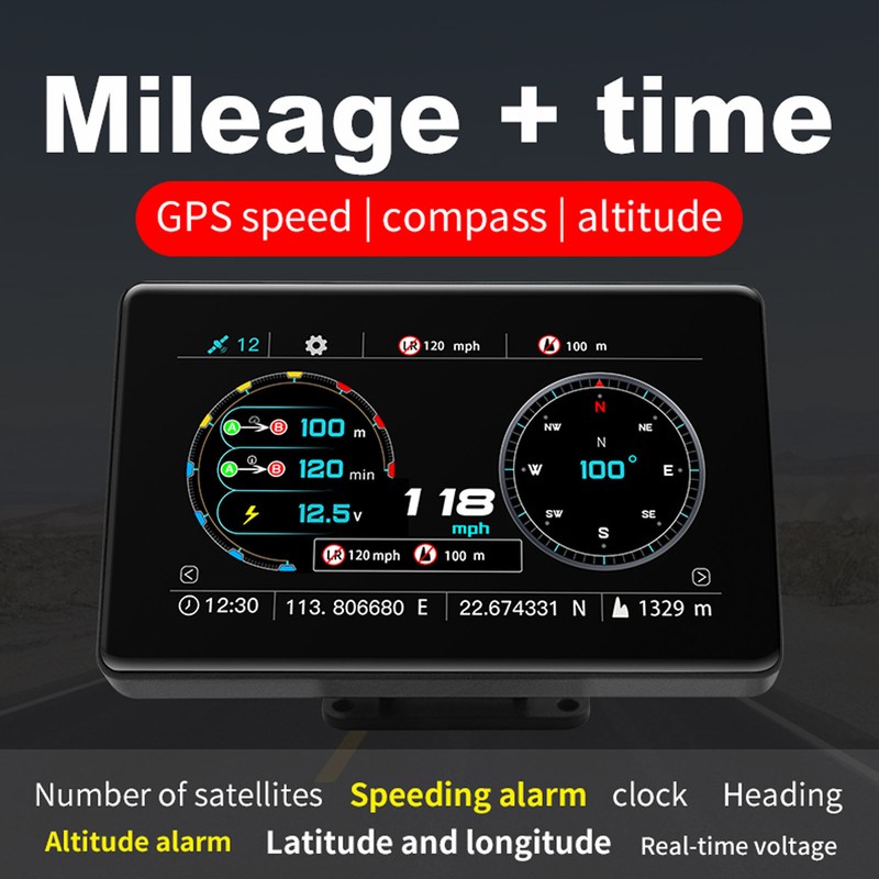 Universal Car HUD Display Multi Function Speed Fuel Warning Windshield
