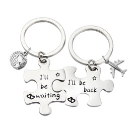 Lywjyb Birdgot Puzzle Keychain Couples Set Long Distance Relationships Gifts For Couples Love Friendship Gift (Silver)