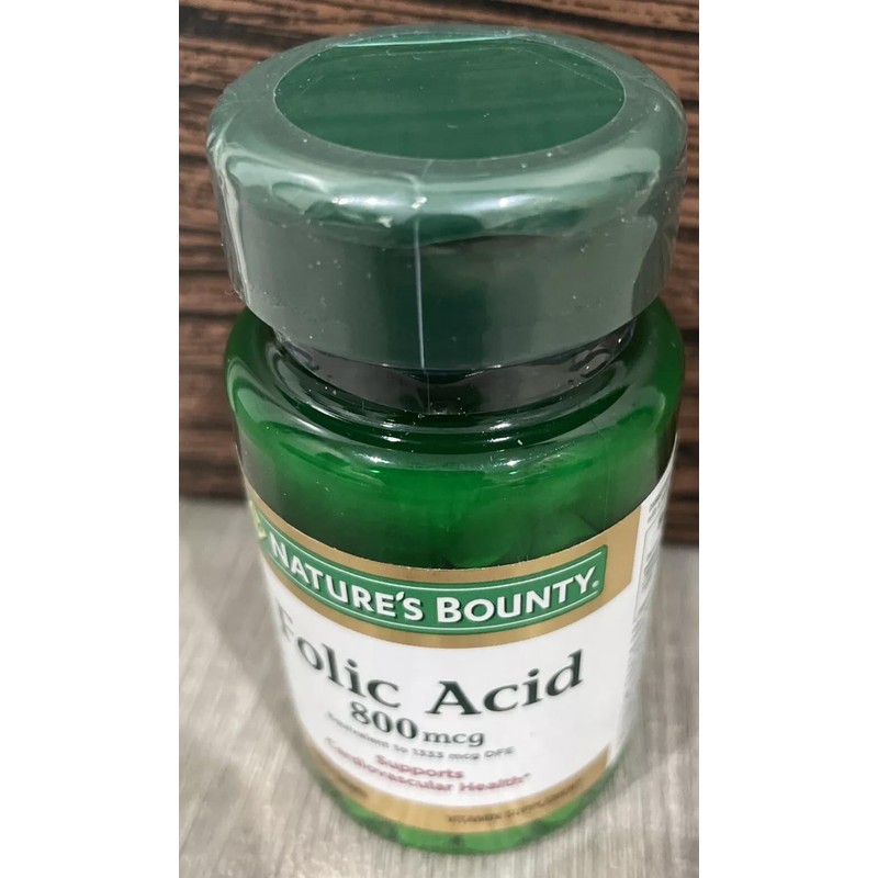 Nature's Bounty Folic Acid 800 mcg Tablets Maximum Strength 250