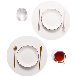 Wipeable Placemats and Coasters Leather Table Mats Waterproof Heat-Resistant Easy to Clean for Dining Table Set Kitchen Table Set of 4, White