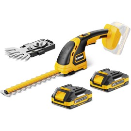 EWORK 21V Cordless Hedge Trimmer & Grass Shears 2-in-1 Handheld Small Electric Bush Trimmer with 2x2.0Ah Battery and Charger, Battery Powered Shrub Trimmer for Garden, Yard, Lawn Maintenance