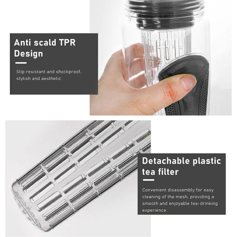 Fruit Infuser Water Bottle Anti Slip Grip Flip Top Lid