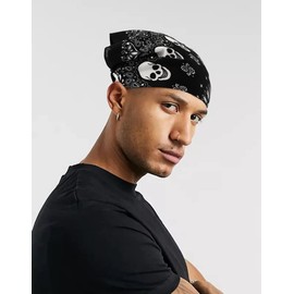 GERINLY Skull Bandanas for Men Square Handkerchiefs Fashion Skeleton Headwrap Cotton Hip Hop Style Bandana Wraps Gothic Accessories (MultiSkulls)