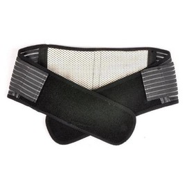 Lower Back Pain Belt. Corset. Lower 腹巻. 16 Pcs Magnetic Stone. Far Infrared. Negative Ions/Wooden Massage Roller with , , , black,