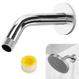 Shower Arm Flange Shower Pipe Arm 6 Inches Shower Head Mount 304 Stainless Steel Shower Handle Replacement Wall Mount Shower Neck for Fixed Shower Head & Handheld Showerhead (Silver)