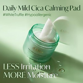 D’ALBA – Daily Mild Cica Calming Pad 50 Pads – Toner Pads Coreanos con Centella Asiática y Trufa Blanca, Almohadillas Calmantes e Hidratantes para Piel Sensible – Exfoliación Suave