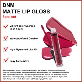 evpct 3Pcs Mauve red Berry pink Rose red Matte Liquid Lipstick Sets for Women 24-hour Matte+Lipstick Lipstick Lip Stain Gloss Long Lasting 24 Smudge Waterproof