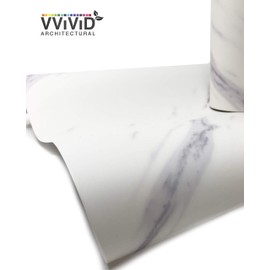 VViViD Slanted Carrara White Marble 16 Inches x 6.5 Feet Matte Finish Vinyl Sheet Film