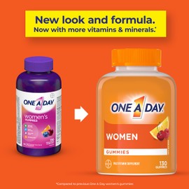 One A Day Women's Multivitamin Gummies - Daily Gummy Vitamins For Women With Vitamins A, C, D And Zinc To Support Immune Function, Biotin For Healthy Hair, Skin And Nails, And More, 130 Gummies