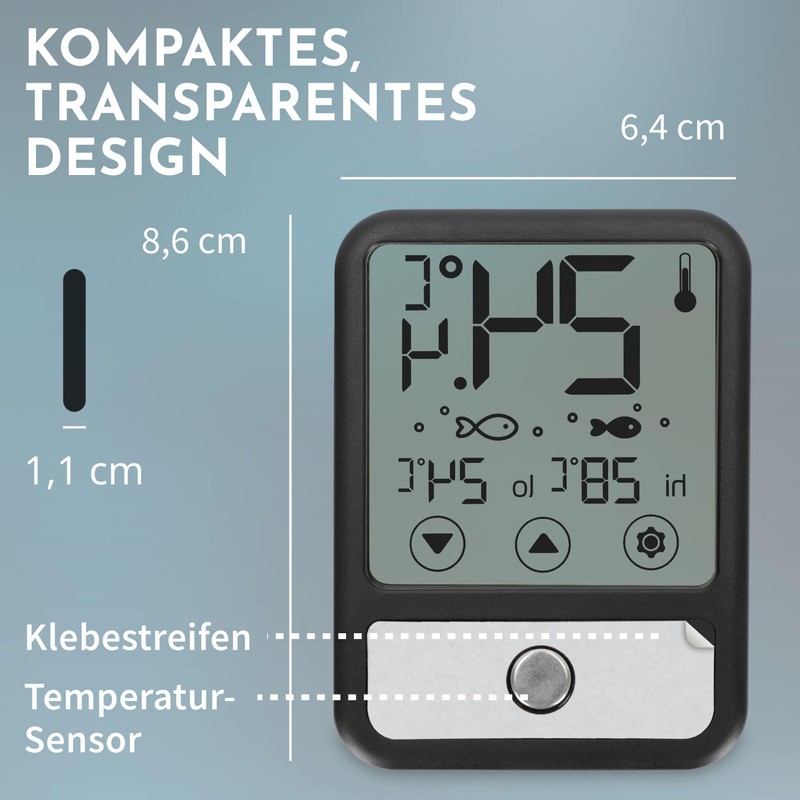 ADE Aquarium Thermometer Digital for Gluing from Outside Temperature Display