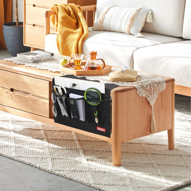 HAKACC Bedside Storage Organizer with Pockets，Bedside Caddy,Remote Control Holder Armchair
