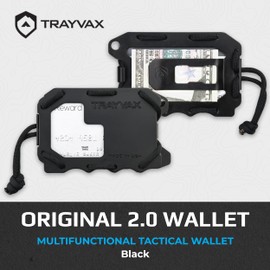 Trayvax Original 2.0 Wallet, RFID Front Pocket Tactical Metal Credit Card Holder with Money Clip, Slim Minimalist Wallet for Men and Women, Black