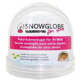 Snowglobe for you 50001 Photo Snow Globe Large with Picture Base Transparent Contents Pastel Glitter 9 cm