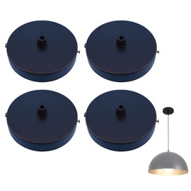 HsentimenH Pack of 4 Ceiling Canopy, 100 x 20 mm Black Canopy Lamp, Distributor Canopy Surface-Mounted Box, Lamp Cover Ceiling Canopy Lamp with All Required Accessories for Pendant Lamps