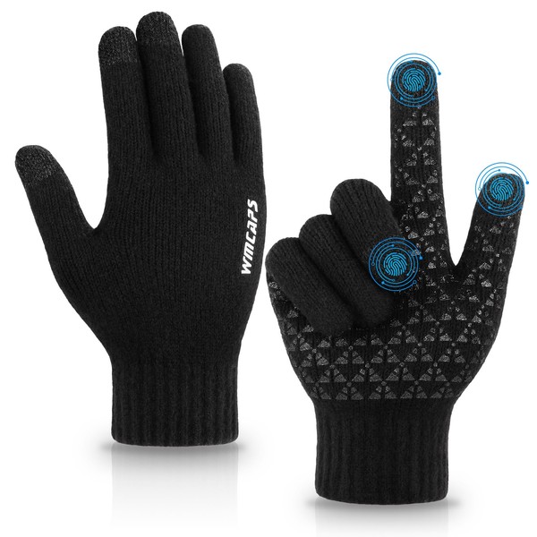 Wmcaps Winter Knitted Gloves Warm Full Fingers Men Women with