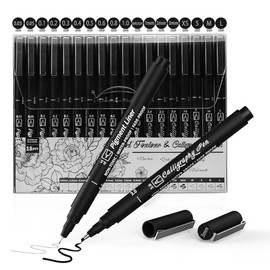 18 Piezas Estilografos, Plumas de Caligrafía Arte Punta Fino, Rotulador de dibujo técnico Bolígrafos para escribir, dibujar o escribir un diario