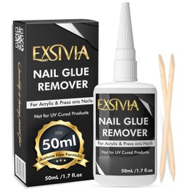 Nail Glue Remover for Press On & Glue On Nails – 50mL Non-Acetone, Gentle & Odorless Debonder Serum, Exsivia False Nail Remover Fast & Safe on Fake Tips