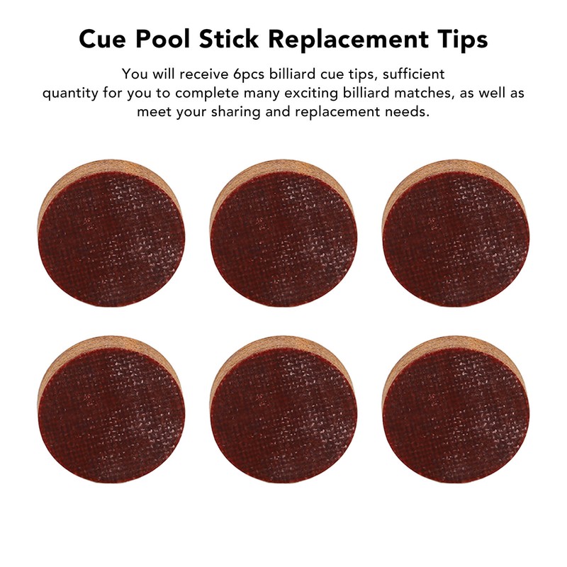 6pcs Billiard Pool Cue Tips 14mm Crystal Pool Cue Tips