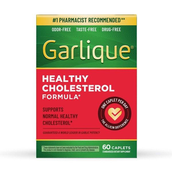 Garlique Garlic Extract Supplement, Healthy Cholesterol Formula, Odorless & Vegan,