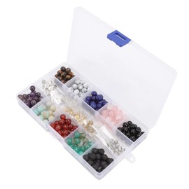 ZJchao Kit de Cuentas de Piedra de Roca de Lava de 240 Piezas, 10 Estilos Multicolores de 8 Mm de Diámetro para Difusor de Aceites Esenciales, Pulseras de Yoga, Suministros de Joyería DIY